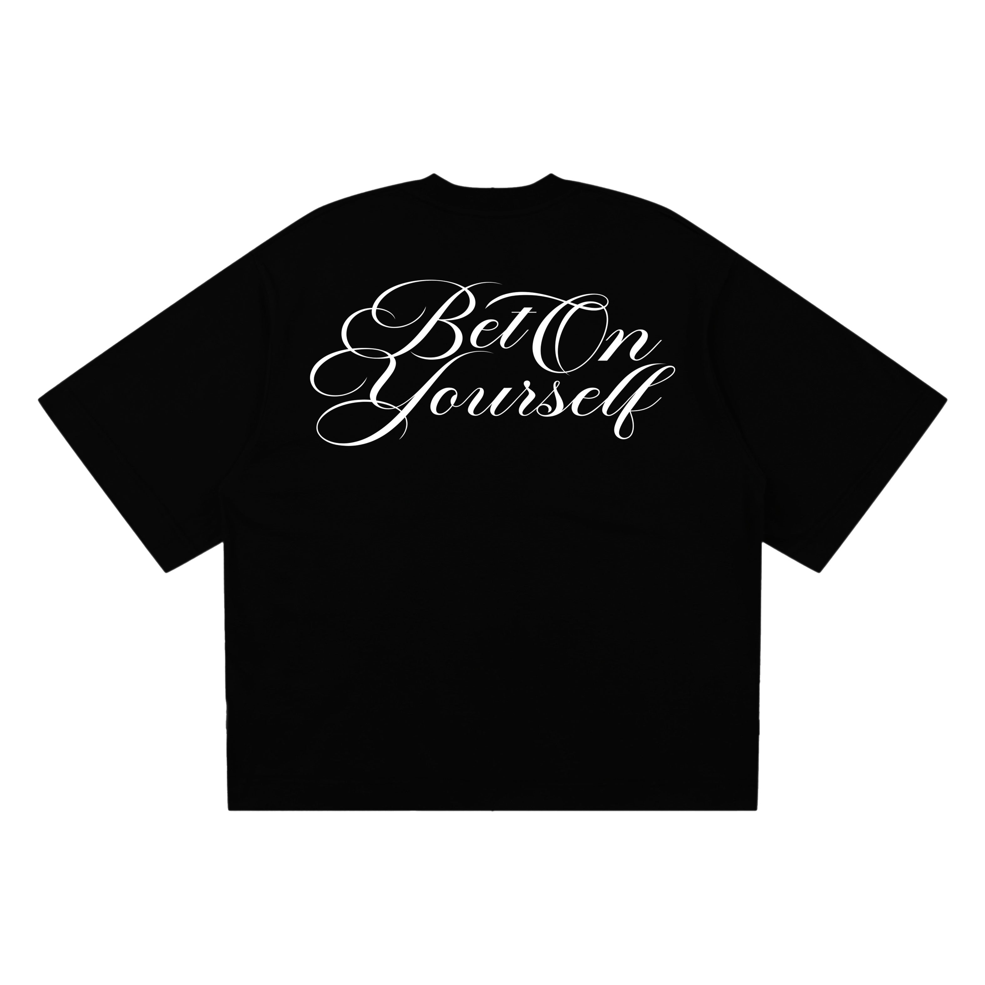 SCRIPT BOXY TEE IN BLACK