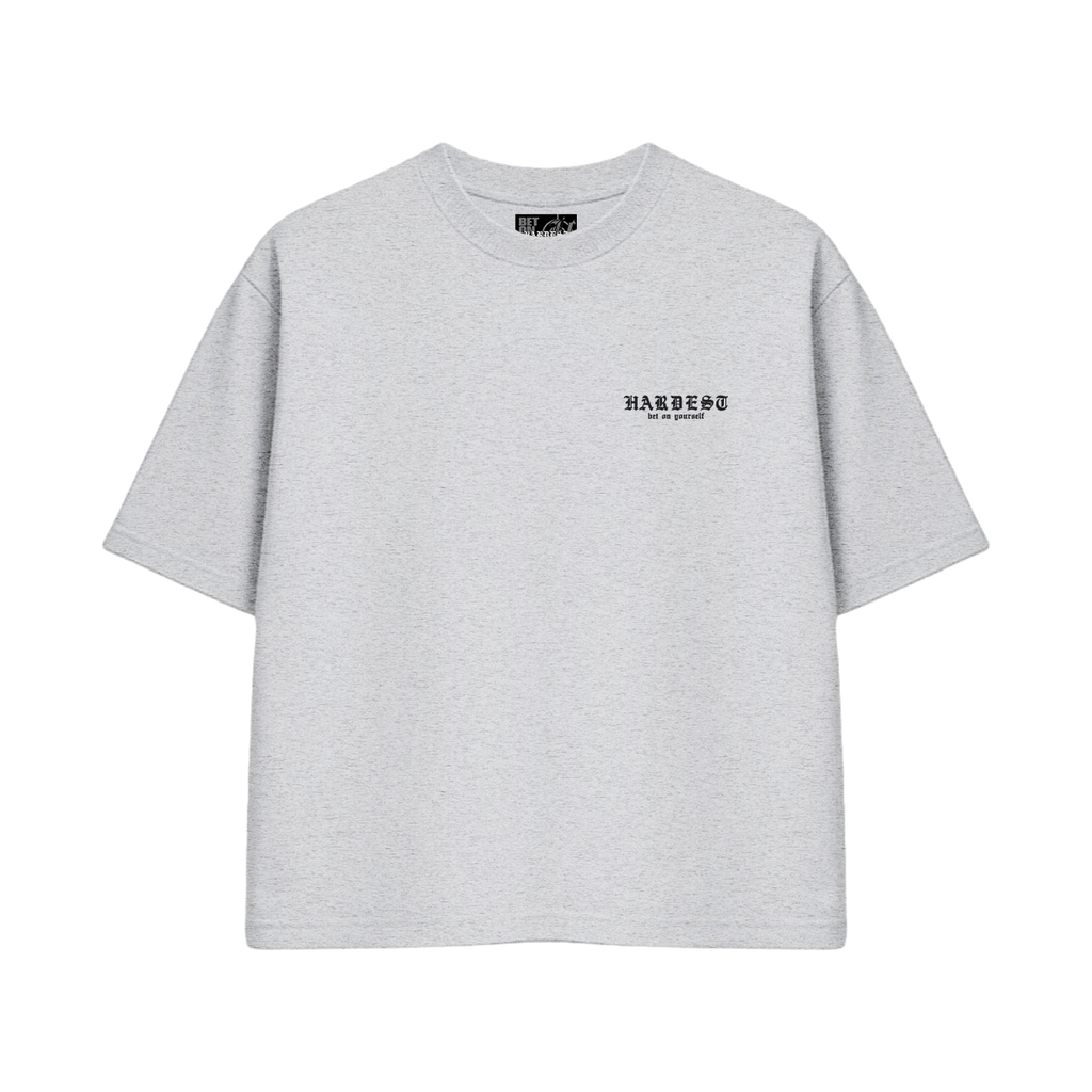 SIGNATURE BOXY TEE IN OATMEAL GRAY
