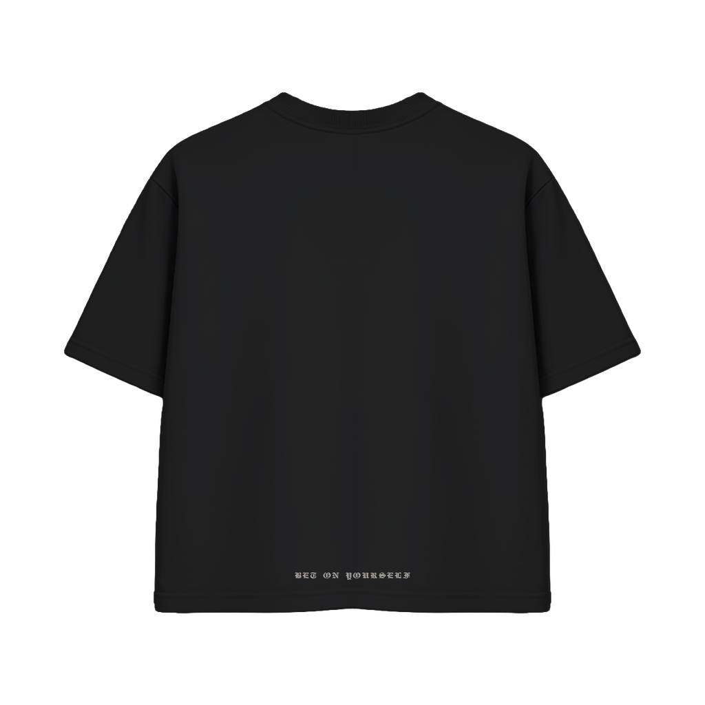 ARCHED CAMO BOXY TEE IN BLACK