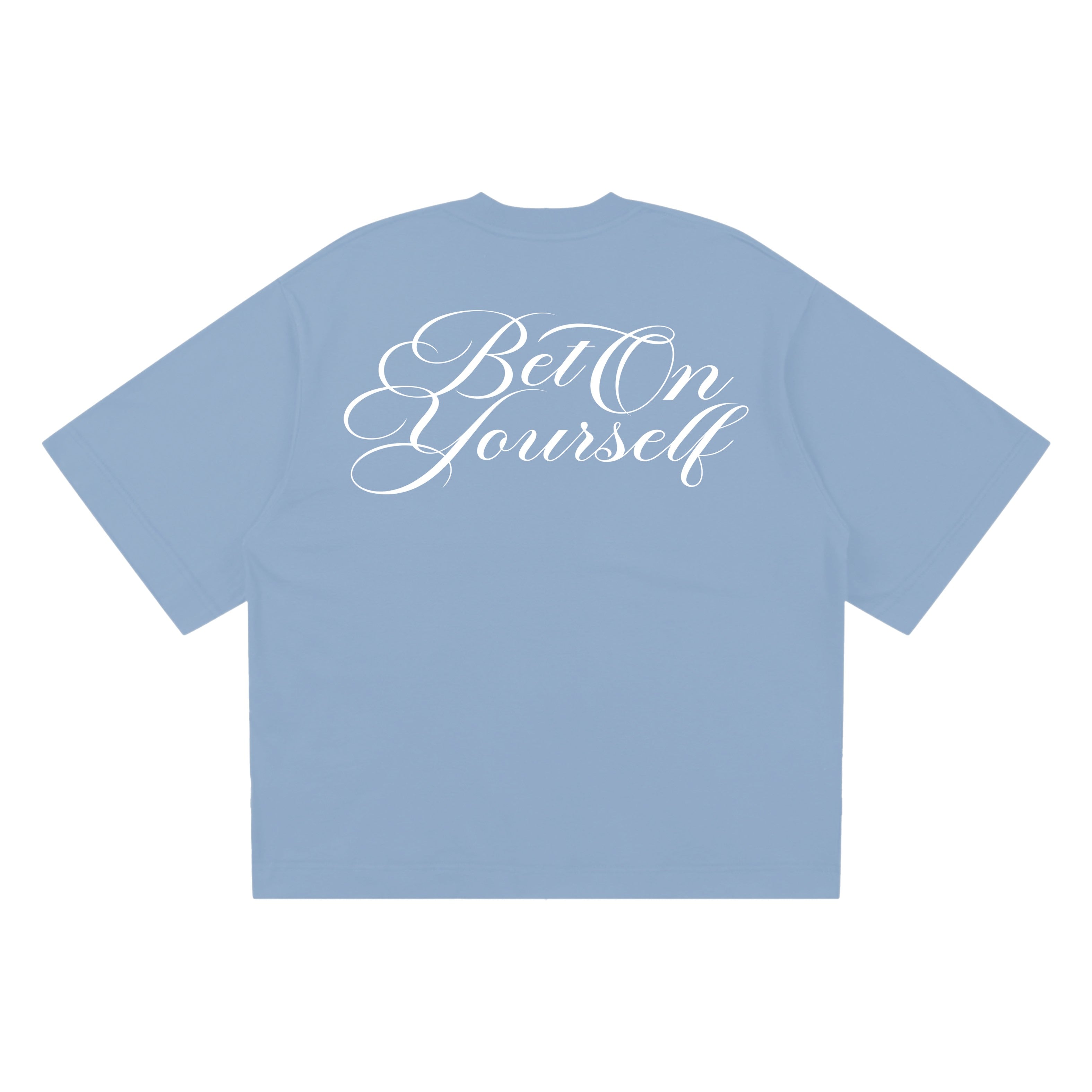 SCRIPT BOXY TEE IN POWDER BLUE