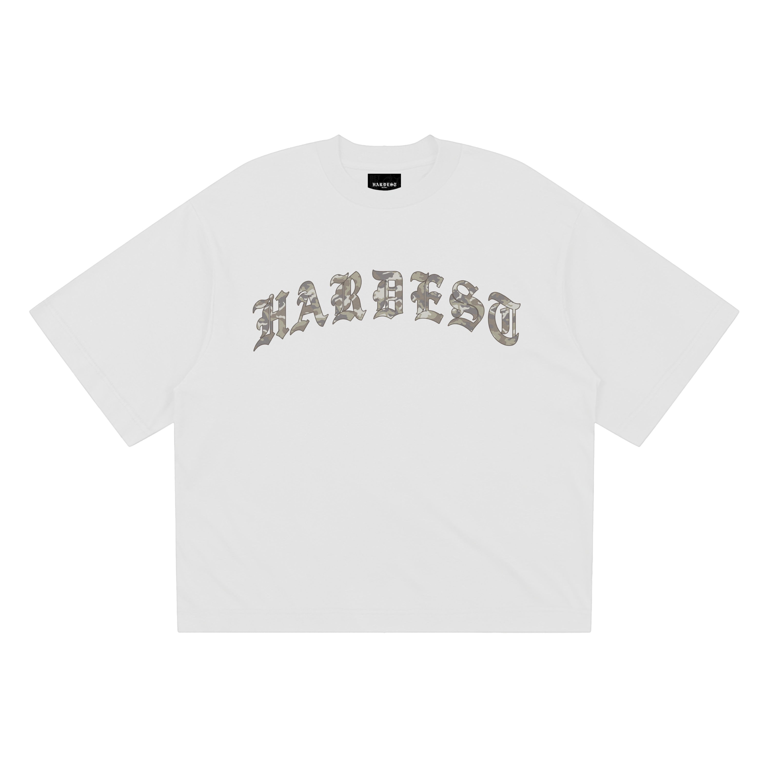 ARCHED CAMO BOXY TEE IN WHITE