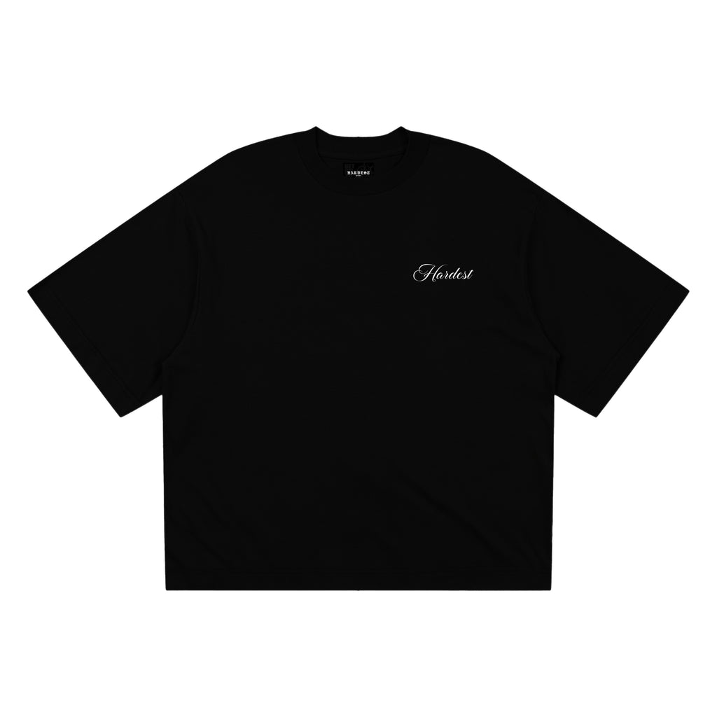 SCRIPT BOXY TEE IN BLACK