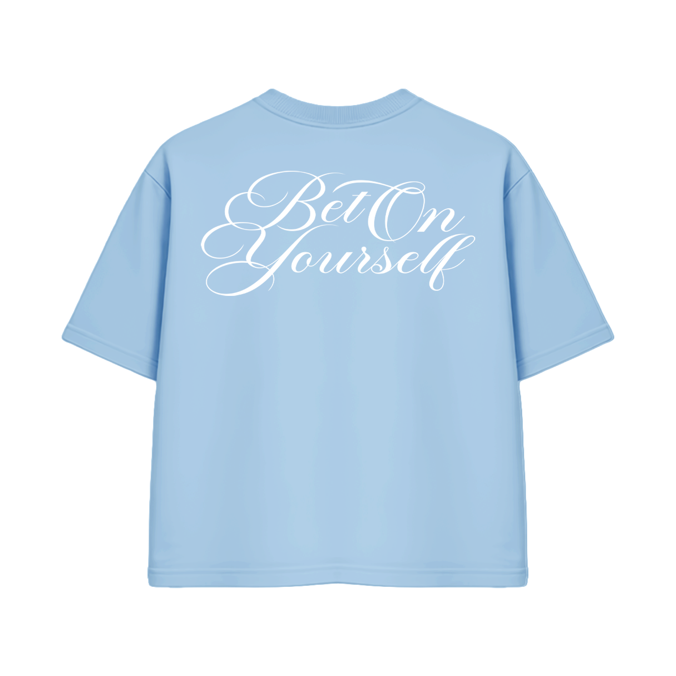 SCRIPT BOXY TEE IN POWDER BLUE