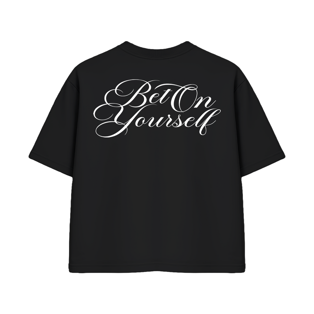 SCRIPT BOXY TEE IN BLACK