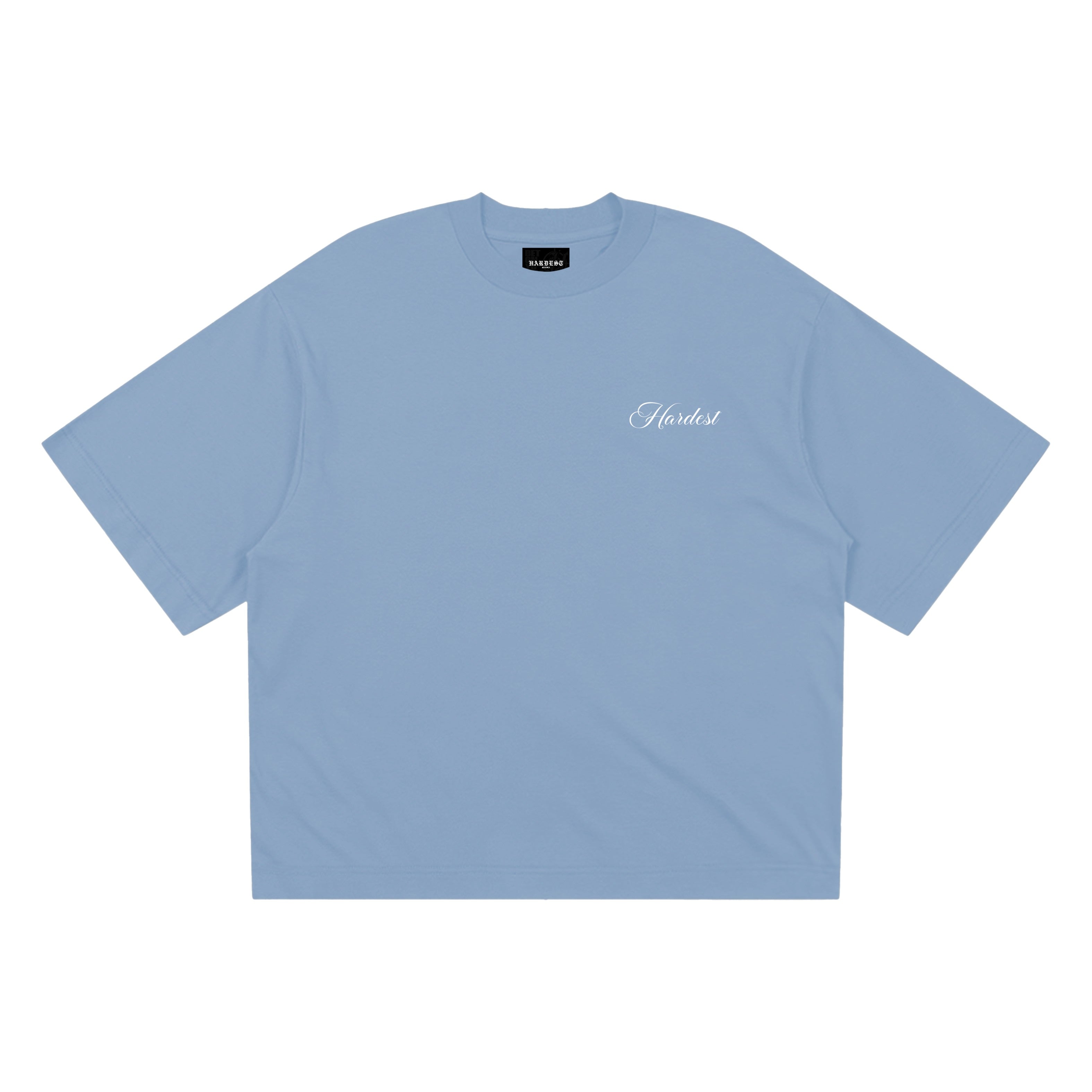 SCRIPT BOXY TEE IN POWDER BLUE