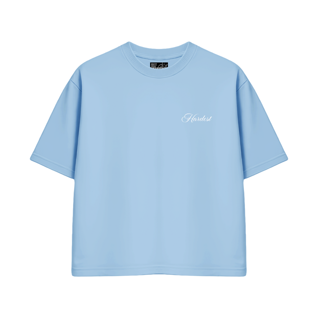 SCRIPT BOXY TEE IN POWDER BLUE