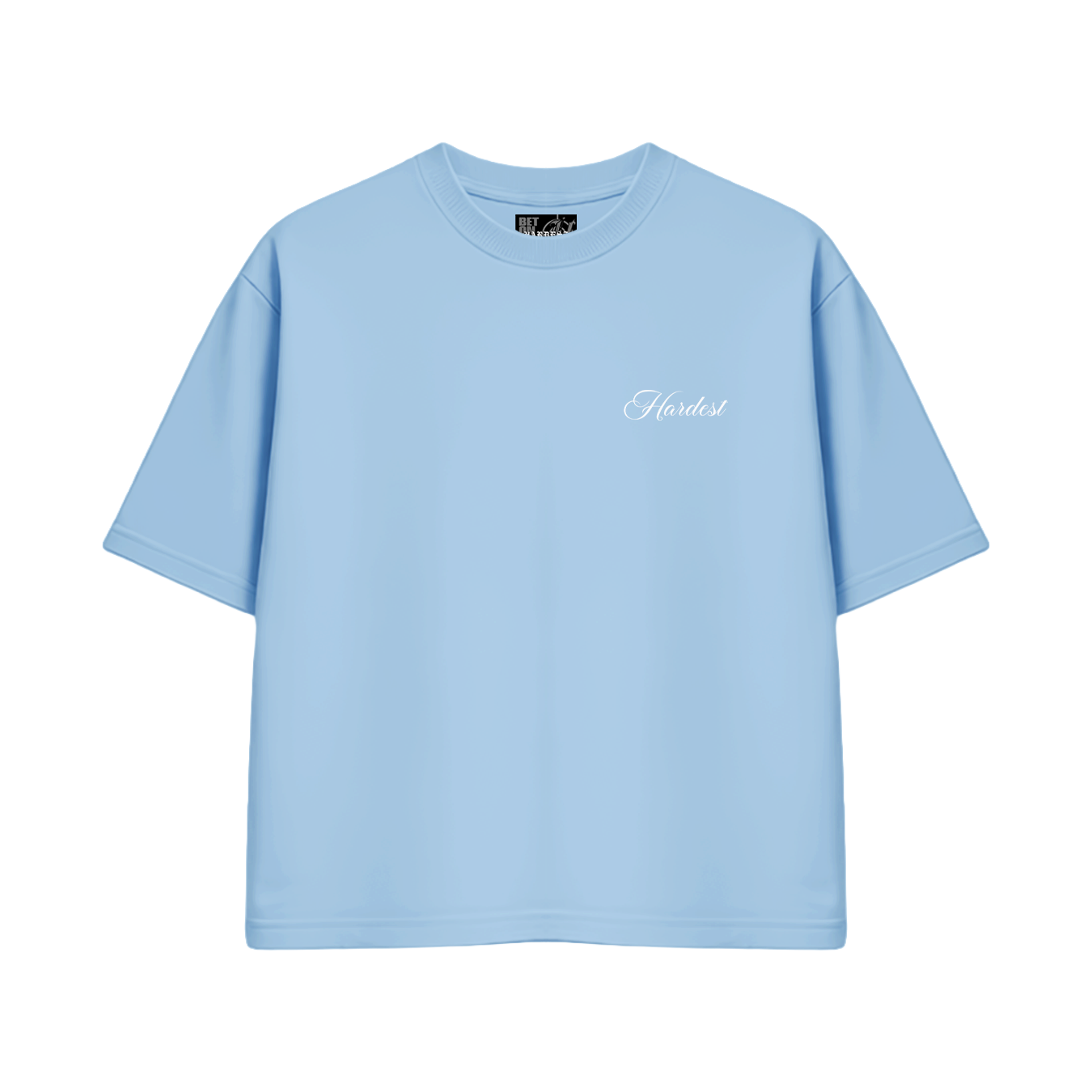 SCRIPT BOXY TEE IN POWDER BLUE