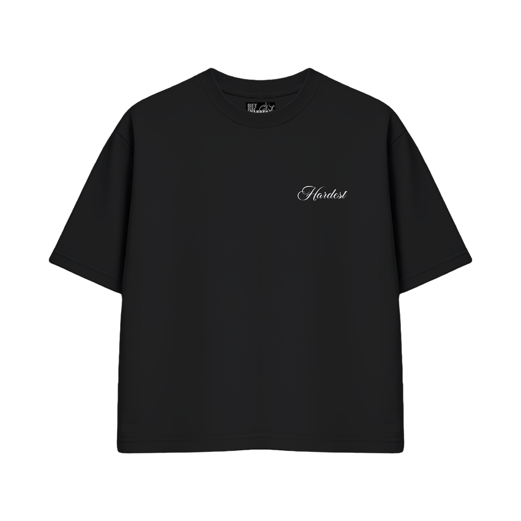 SCRIPT BOXY TEE IN BLACK