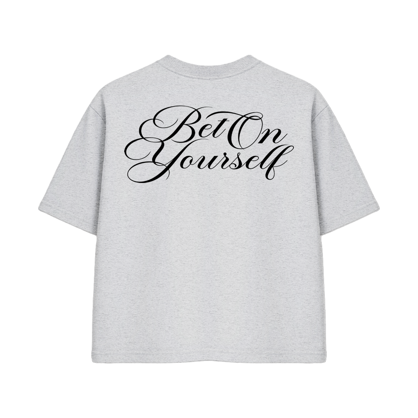 SCRIPT BOXY TEE IN OATMEAL GRAY