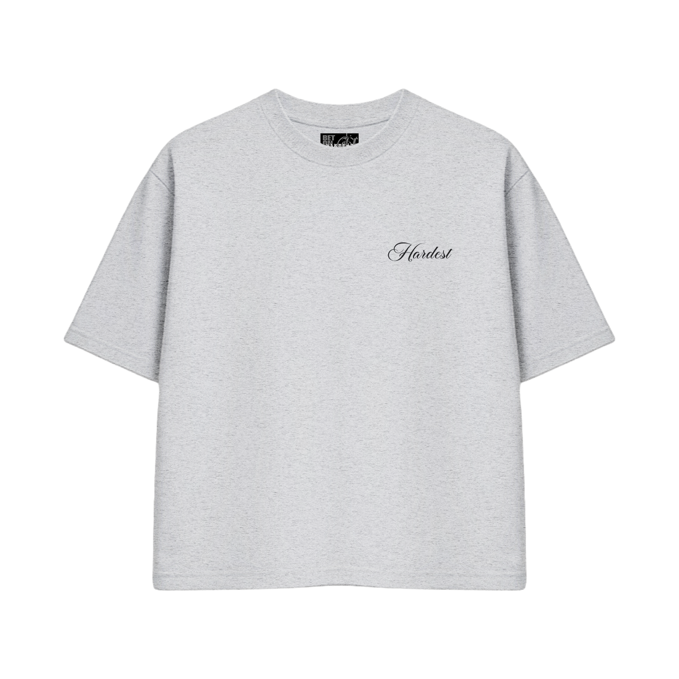 SCRIPT BOXY TEE IN OATMEAL GRAY