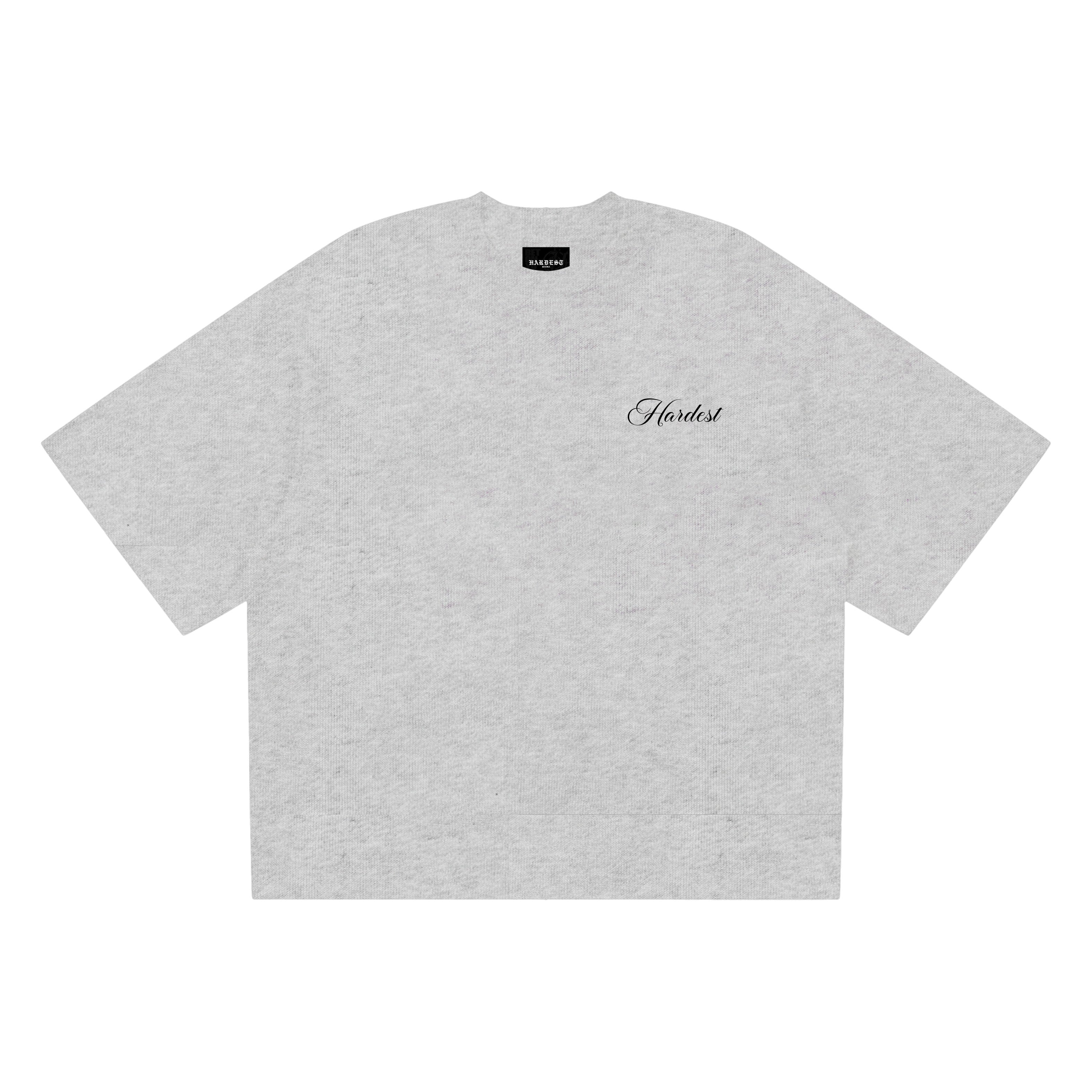SCRIPT BOXY TEE IN OATMEAL GRAY