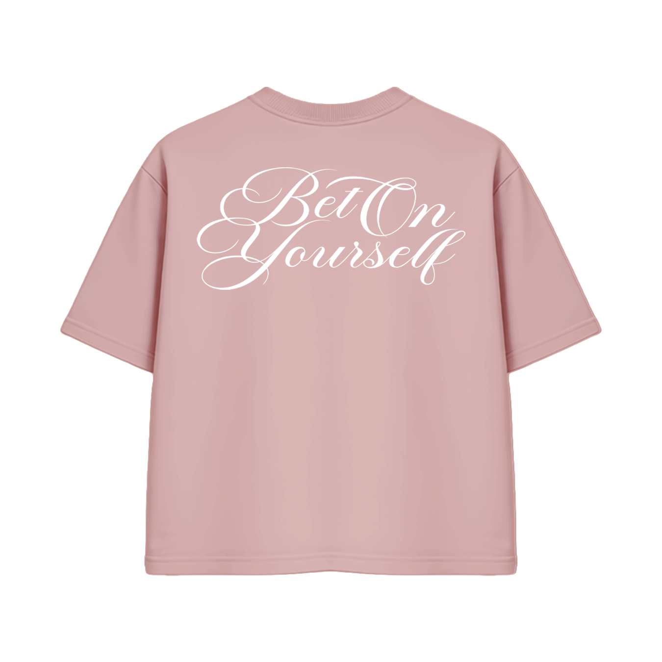 SCRIPT BOXY TEE IN SALMON PINK
