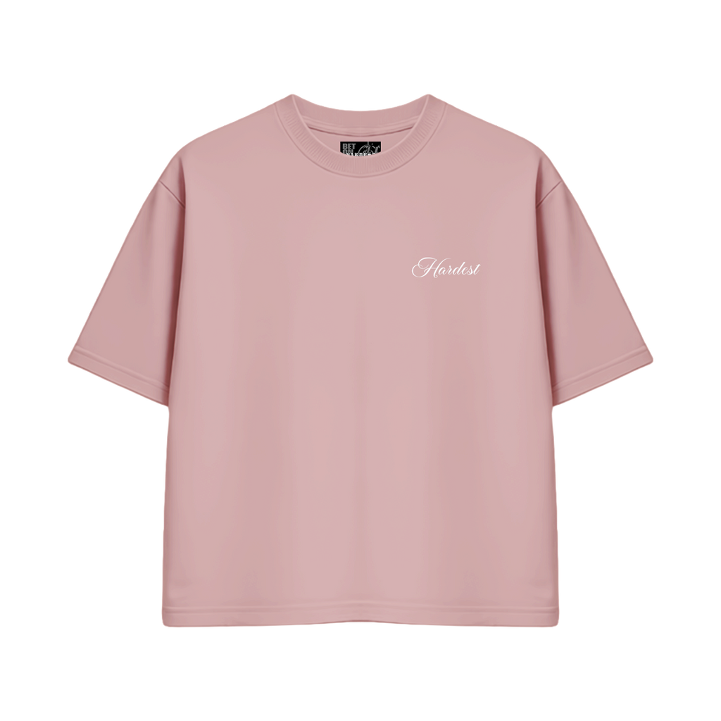 SCRIPT BOXY TEE IN SALMON PINK