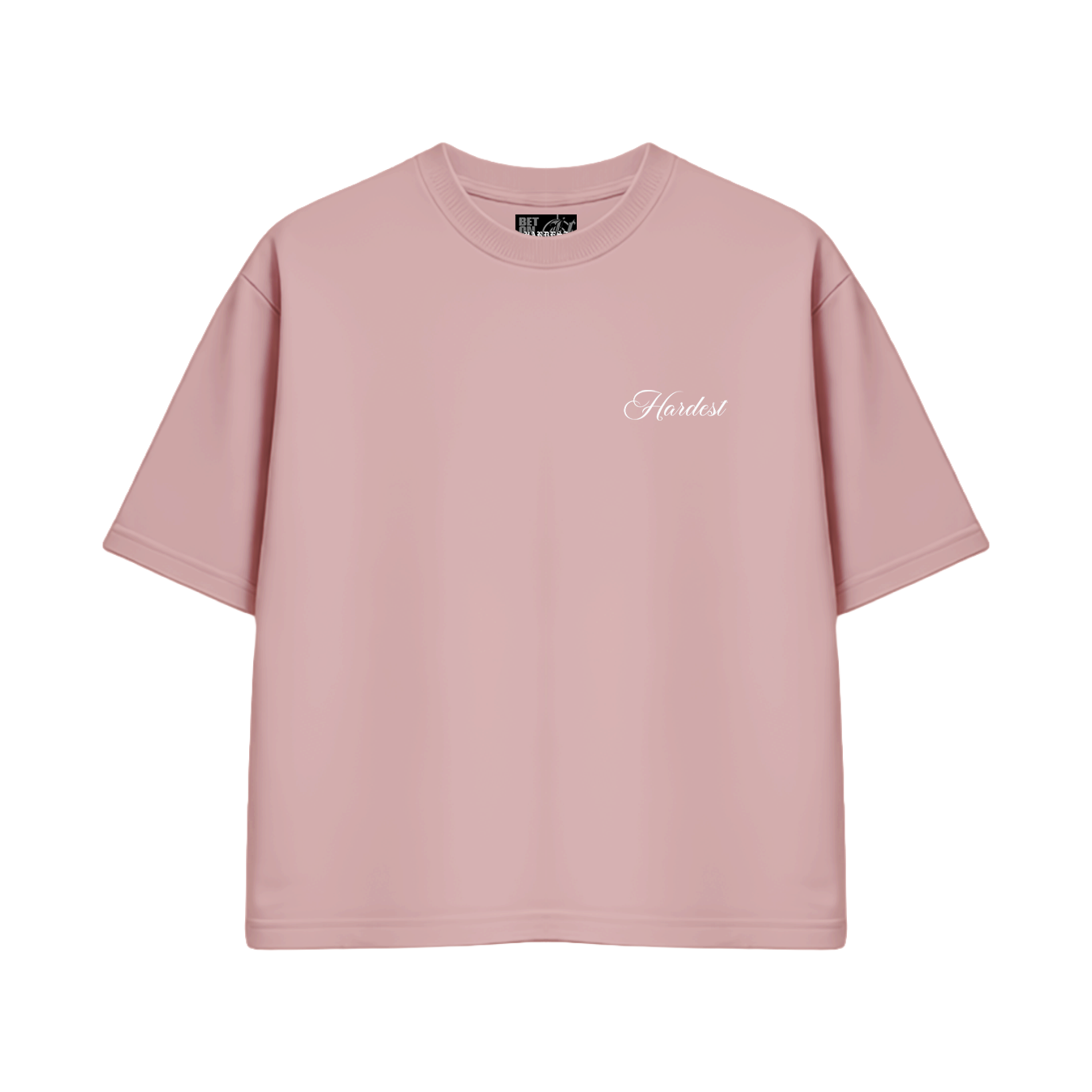 SCRIPT BOXY TEE IN SALMON PINK