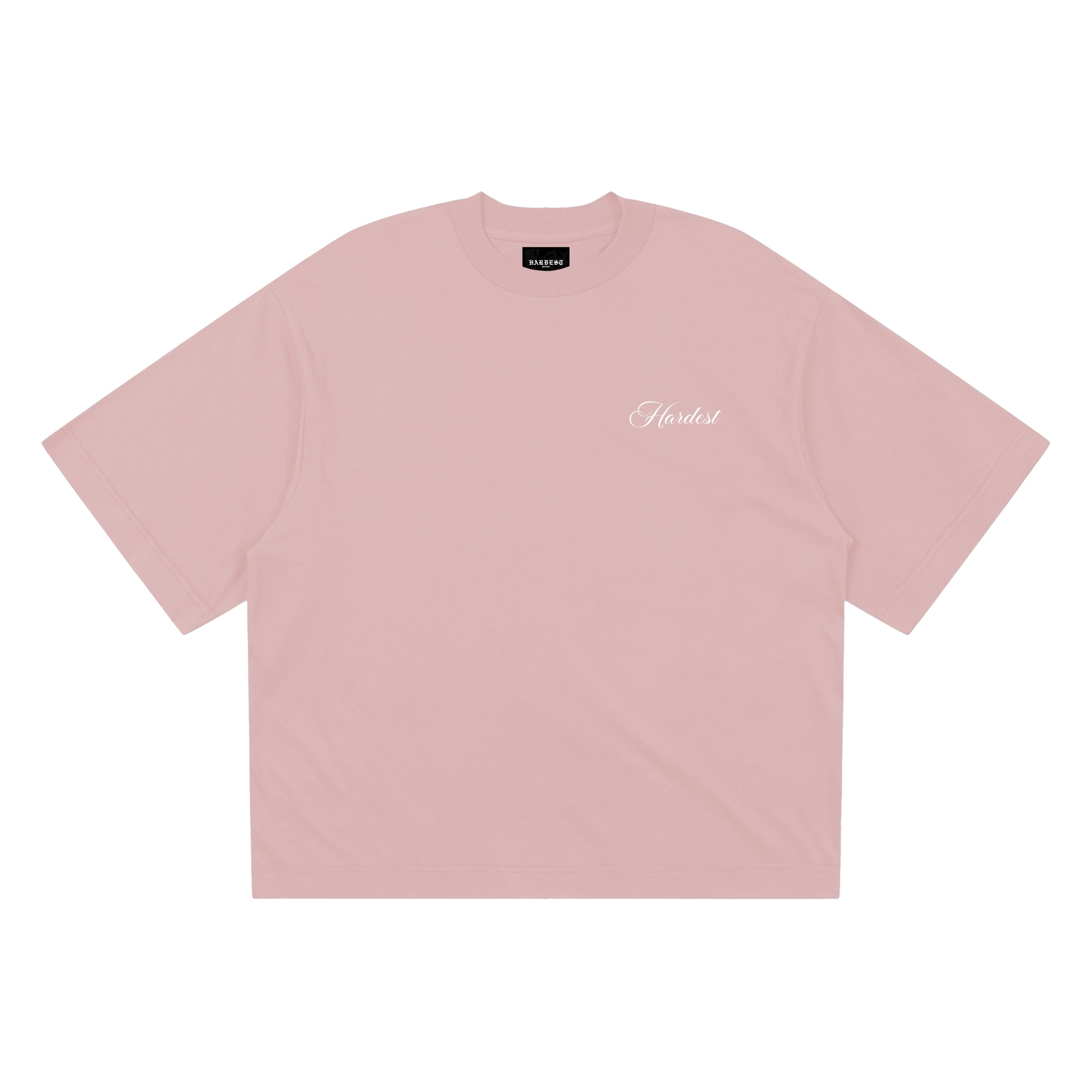 SCRIPT BOXY TEE IN SALMON PINK
