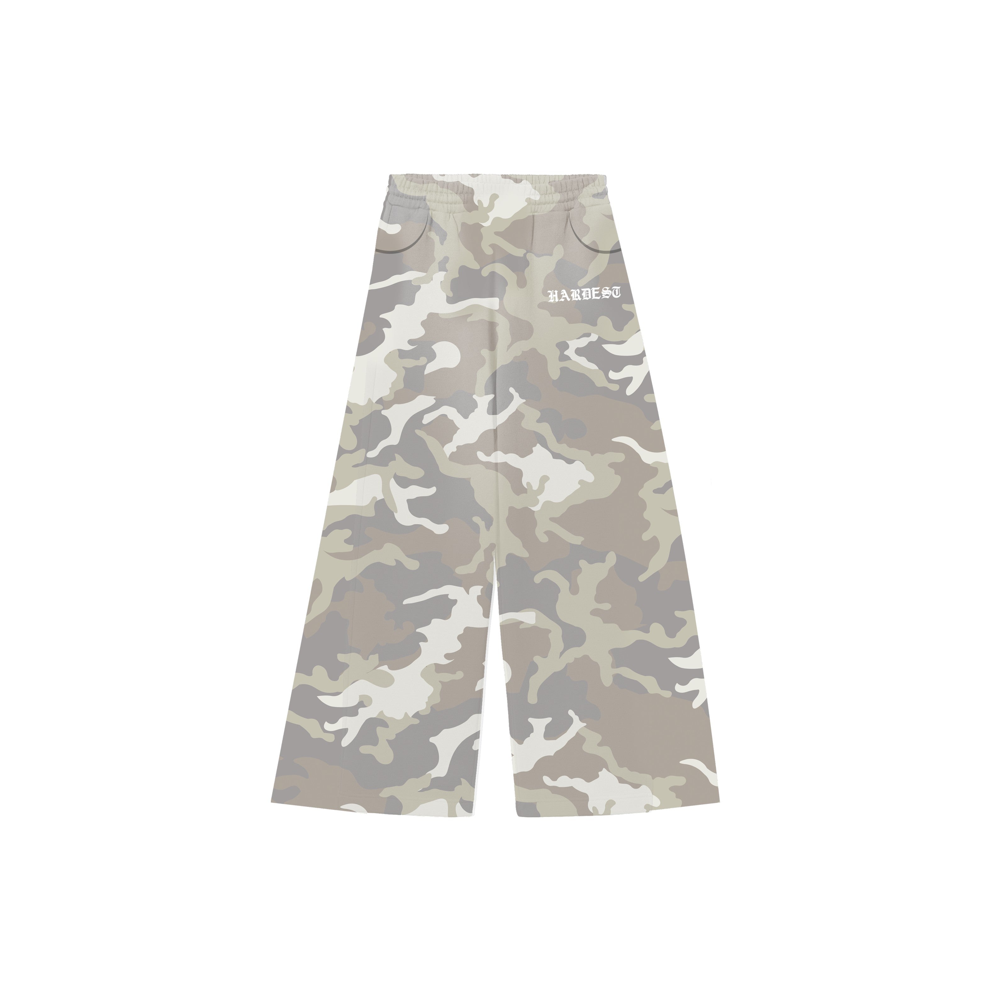 ARCHED CAMO BAGGY PANTS IN SAND CAMO