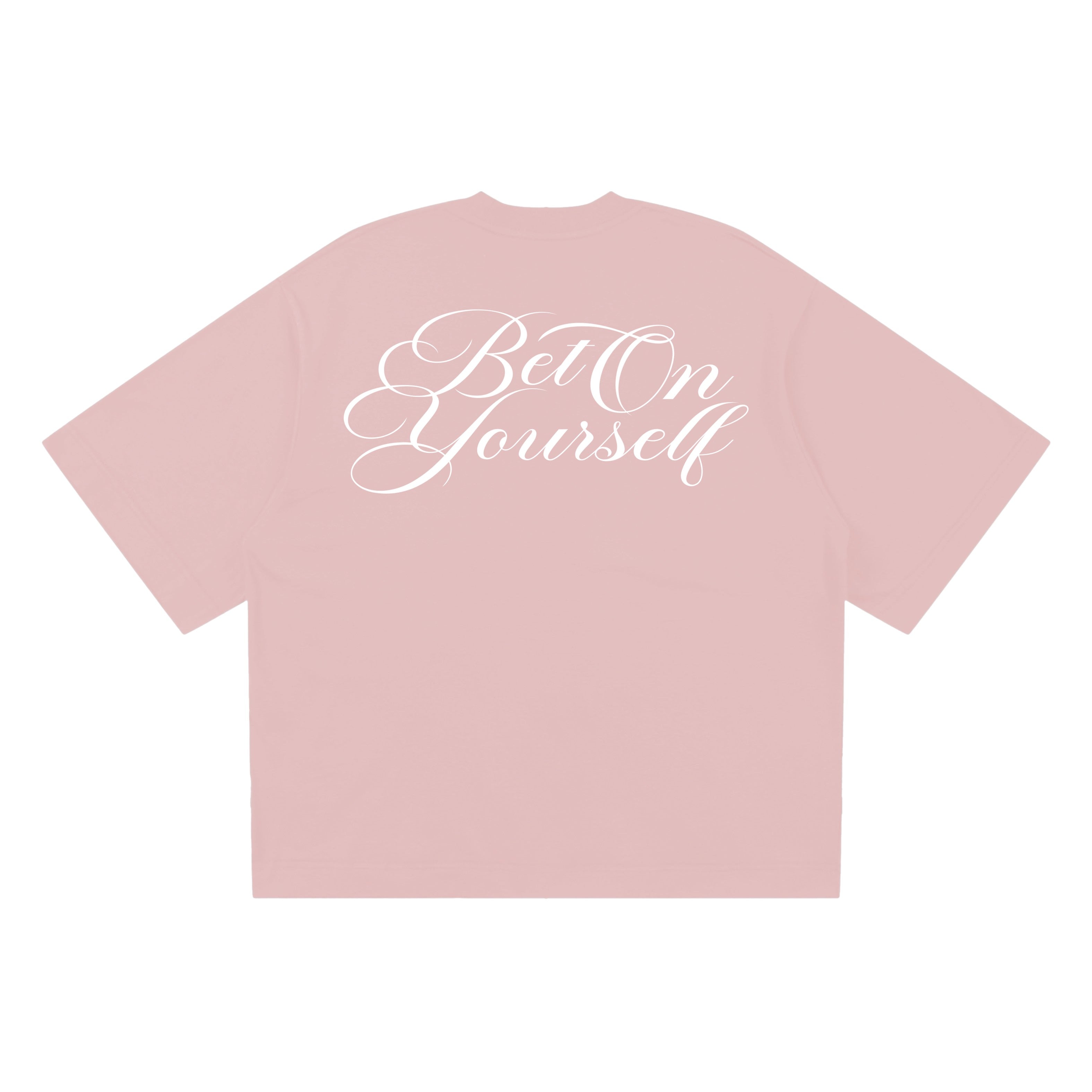 SCRIPT BOXY TEE IN SALMON PINK