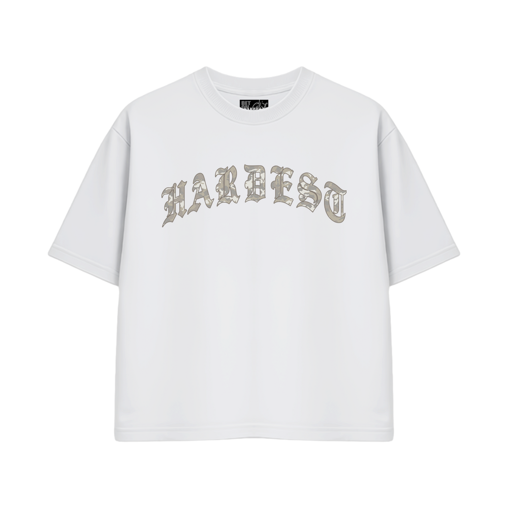 ARCHED CAMO BOXY TEE IN WHITE
