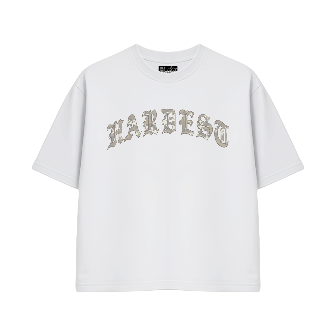 ARCHED CAMO BOXY TEE IN WHITE